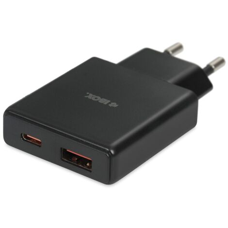Chargeur mural iBOX C-43 Slim USB A+C 30 W Noir (1/5)