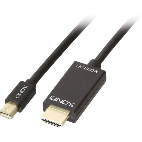 Câble adaptateur LINDY Mini DisplayPort - HDMI 10.2G 2 m Noir 4K UHD 30 Hz (1/3)