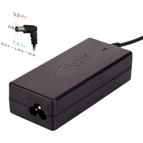 Alimentation pour ordinateur portable Akyga AK-ND-05, 19,5 V/3,34 A, 65 W, 7,4 x 5,0 mm + broche (1/5)