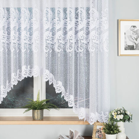 Iwona - Rideau jacquard prêt à poser avec fente en bas - 400 x 160 cm - blanc (1/4)