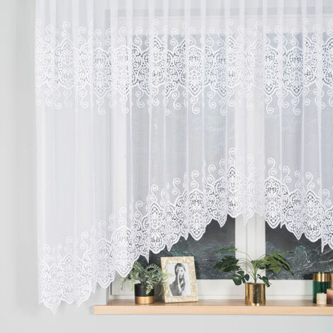 Celina - Rideau jacquard prêt à poser avec fente en bas - 400 x 160 cm - blanc (1/5)