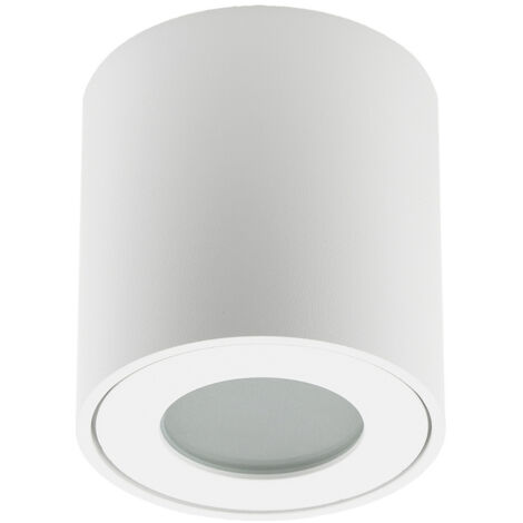 Edo Solutions – Spot de plafond étanche en saillie IP44 GU10 blanc – Boîtier aluminium – Diffuseur en verre – Puissance 35W – Ø80mm - EDO777338 (1/5)