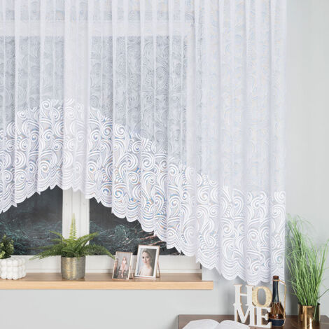 Kinga - Rideau jacquard prêt à poser avec fente en bas - 500 x 160 cm - blanc (1/5)