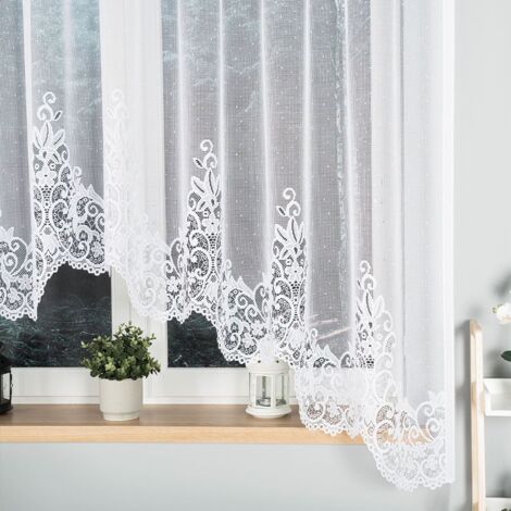 Berenika - Rideau jacquard prêt à poser avec fente en bas - 300 x 170 cm - blanc (1/5)