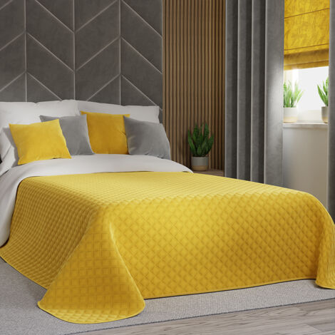 Couvre-lit matelassé Velvi - Jaune soleil - 170 x 210 cm