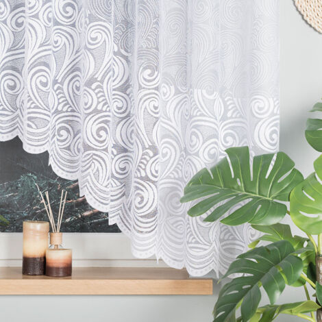 Kinga - Rideau jacquard prêt à poser avec fente en bas - 400 x 160 cm - blanc (1/5)