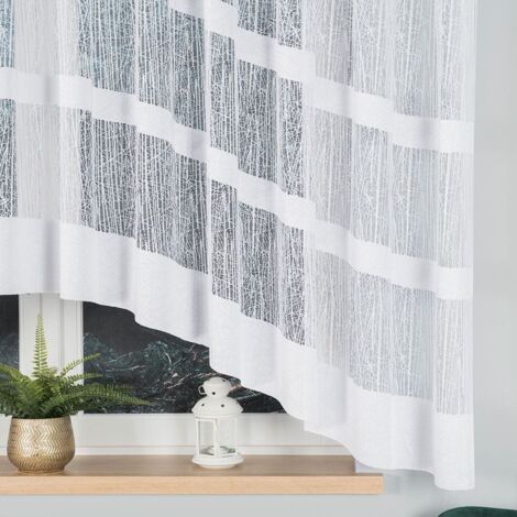 Wiktoria - Rideau jacquard prêt à poser avec fente en bas - 410 x 160 cm - blanc (1/5)