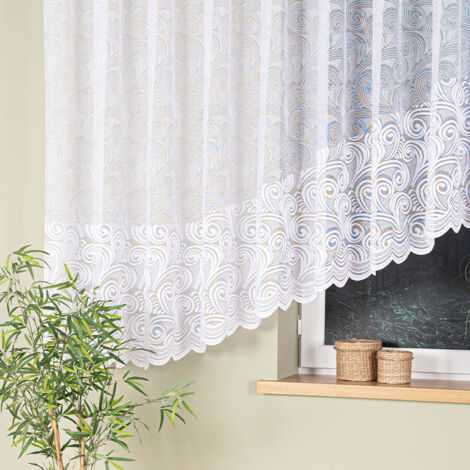 Kinga - Rideau jacquard prêt à poser avec fente en bas - 600 x 160 cm - blanc (1/5)