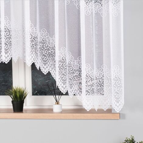 Violetta - rideau prêt à poser avec ourlet découpé - blanc - motif classique - 300 x 160 (1/5)