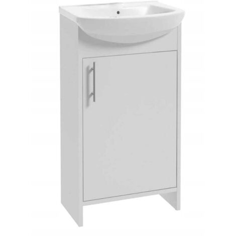 Meuble de salle de bains avec vasque, blanc, sur pied, 45 cm Alf (1/2)