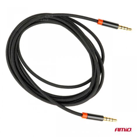 Câble AUX mini jack 3.5mm tressé 200cm amio-03270 (1/4)