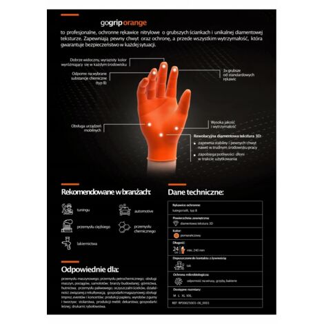 Gants en nitrile orange Mercator GoGrip, 50 pièces, taille S (1/5)