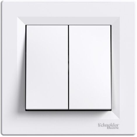 Schneider Electric – Interrupteur double allumage unipolaire blanc – 2 touches – 2300 W – Raccordement par bornes à vis – IP20 pour usage domestique