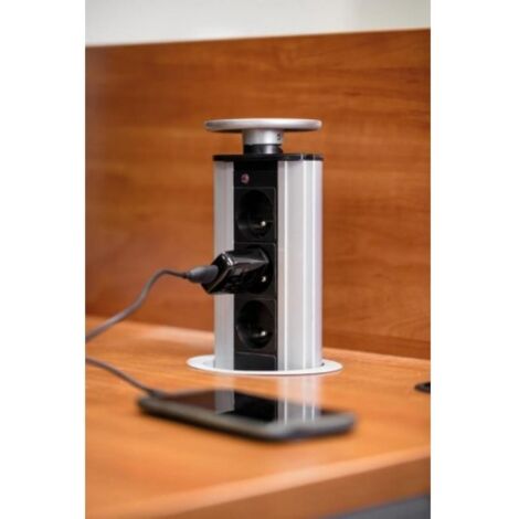Rallonge de bureau encastrable, diamètre 60 mm, noire, 3 prises avec/sans AE-BPW3U60-20 (1/3)