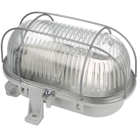 Luminaire ovale canal 1x100W E27 II classe 230V IP44 avec grille métallique renforcée, prismatique classe 100178 (1/2)