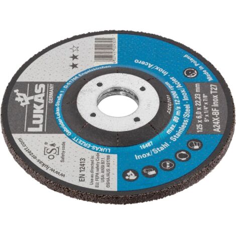 Disque à meuler Lukas 125 mm x 6,0 mm A24X-BF en acier inoxydable.... %%% (1/4)