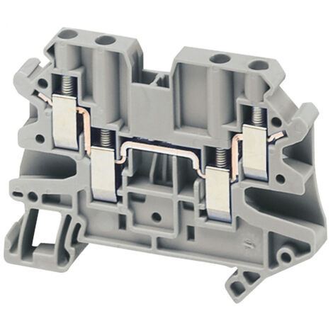 Bloc de jonction gris pour fil souple 4mm² 2 étages 4 connexions à vis passant Linergy SCHNEIDER ELECTRIC NSYTRV44 (1/2)