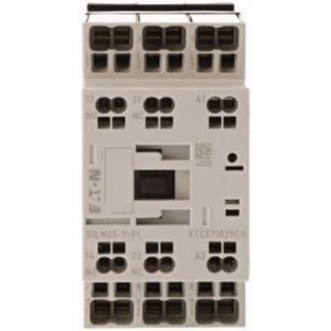 Contacteur de puissance DILM25-11 (230 V 50 Hz, 240 V 60 Hz) - PI 3P 380 V 400 V 11 kW 1NO + 1NC 230 V CA à enclenchement rapide 199284 (1/3)