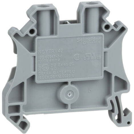 Connecteur de rail à 2 fils 4 mm² gris NSYTRV42 (1/2)