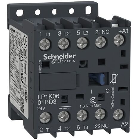 Contacteur de puissance 6A 3P 24V CC 0Z 1R LP1K0601BD3 (1/4)