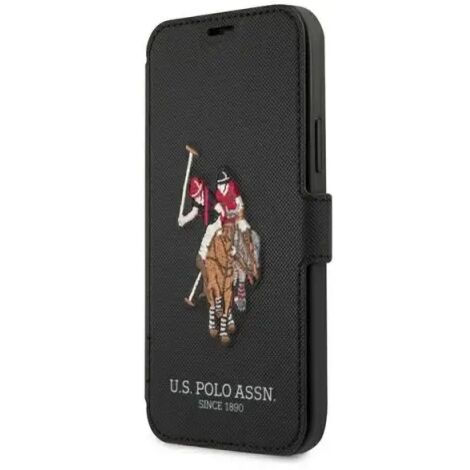 Étui à rabat iPhone 12 US Polo, collection broderie Polo, noir (1/5)