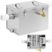 Royal Catering – Séparateur de graisse sous évier 21 l – Acier inoxydable haute qualité – Valve de vidange – Couvercle hermétique anti-odeurs