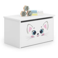 Coffre à jouets Daria blanc avec imprimé Chat Rose