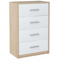 Commode BODO 60 cm 4S BLANC-SONOMA étagère