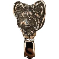 Papillon, Épagneul Continental - broche avec clip, porte-numéro de départ, badge argenté pour expositions canines par Art-Dog