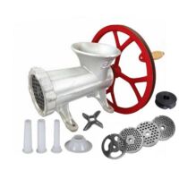 Hachoir à viande en fonte n° 32 – Compatible moteur électrique – 3 passoires incluses – Facile à nettoyer – 12 kg