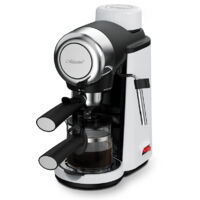 Cafetière à dosettes 800 W – Pression 3,5 bars – Mousseur à lait – Capacité 4 tasses 240 ml – Acier inoxydable et aluminium – Maestri