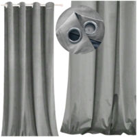 Rideau occultant 250x140 à œillets, velours gris, épais