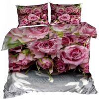 Parure de lit en satin de coton 3D 140x200cm ROSES ROSES