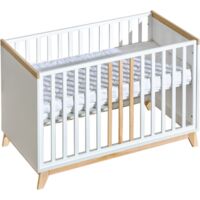 Lit bébé 2 en 1 120 x 60 cm - Lit bébé en bois + barrière