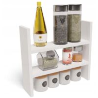 Étagère à épices Blanc - Rangement Épices Cuisine pour Comptoir de Cuisine avec 3 Niveaux - 44 x 12 x 40 cm