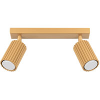 Plafonnier moderne avec bande dorée, 30 cm, spots orientables à ailettes pour chambre, hall, 2 x GU10 10 W KARBON Sollux Lighting