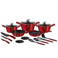 Batterie de cuisine 17 pièces en granit bordeaux Berlinger Haus BH-6162