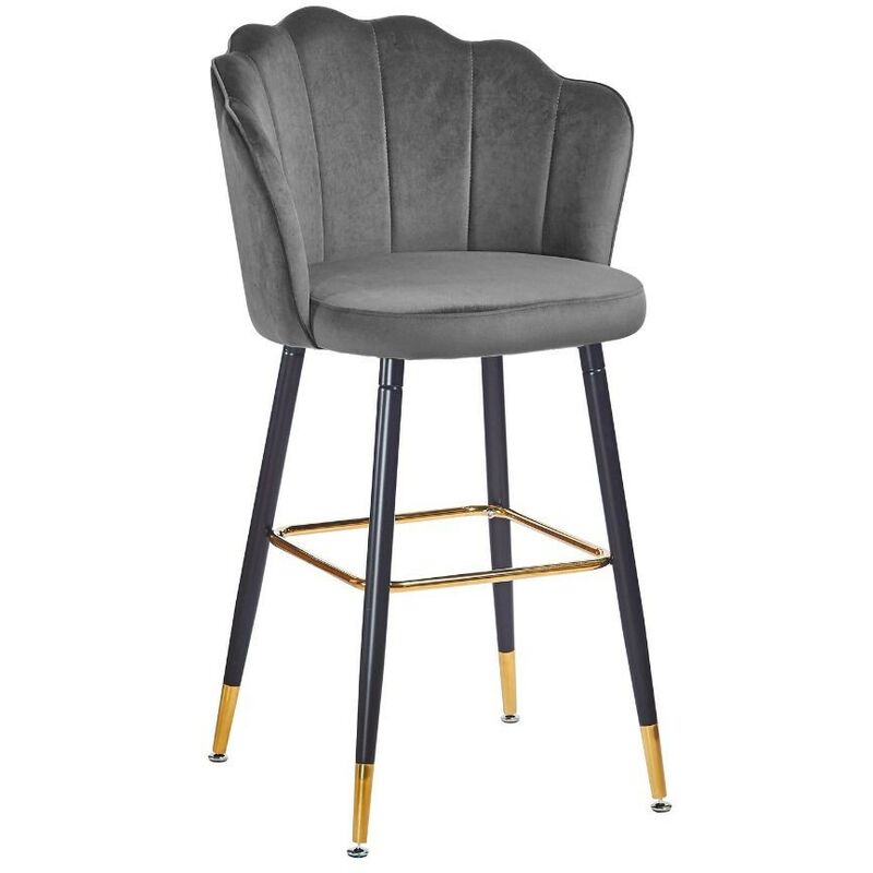 Sgabello Estro in velluto grigio con terminali dorati  50x55x110 cm