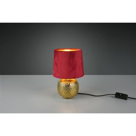 Mary Lampada Da Tavolo Metallo Oro Con Paralume Velluto Beige E Oro H. 45,5Cm