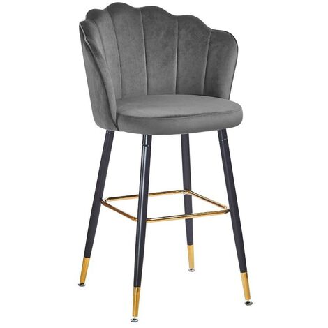 Sgabello Estro in velluto grigio con terminali dorati  50x55x110 cm