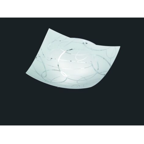 Plafoniera 30x30 cm in vetro satinato bianco con decoro a sasso