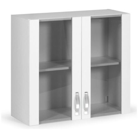 Pensile vetrina 2 ante Bianco in legno nobilitato H.72x80x32 cm