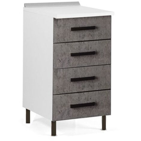 Cassettiera per cucina grigio cemento 4 cassetti in legno nobilitato cm H 85x50x40