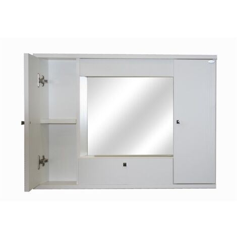 Mobile specchiera bagno bianco frassinato 2 ante c-ribalta h.61x93x14 cm (1/3)
