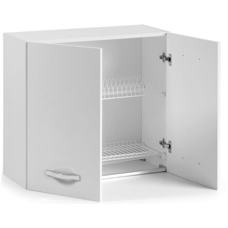 Pensile scolapiatti per cucina Bianco Frassinato Cm 80x32xH 72 con 2 ante (1/5)