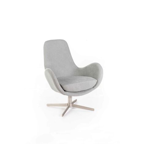 Meerveil, poltrona in tessuto moderno grigio chiaro, 72 x 68 x 82 cm, divano singolo con struttura e gambe in legno massello, adatto per soggiorno, camera da letto, ufficio