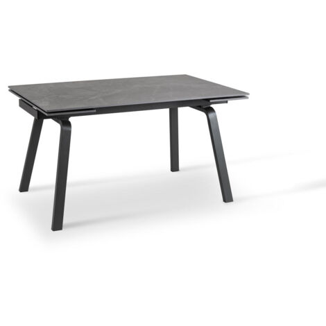 Tavolo allungabile con top in pietra effetto marmo nero 140/200x80x76h cm (1/5)