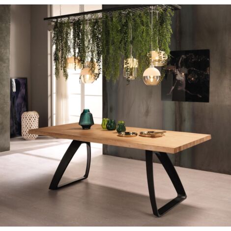 Tavolo in rovere termocotto e gambe nere 100x200x76h cm (1/4)