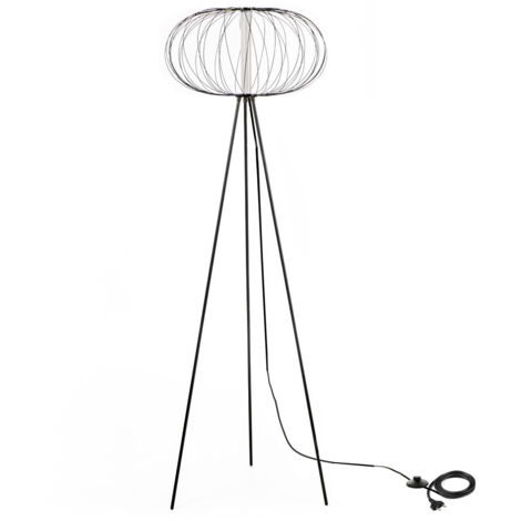 Mizar Lampada da terra LED 5W 3000K, paralume in acciaio nero lucido e struttura in metallo opaco, design moderno - Mizar Serie (1/3)