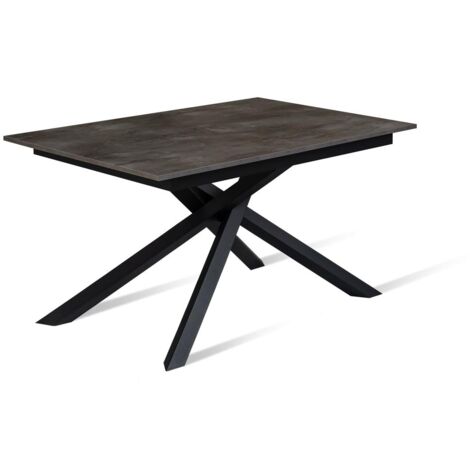 Tavolo allungabile cemento grigio - nero 90 cm x 140- 190 cm H. 76 cm (1/4)